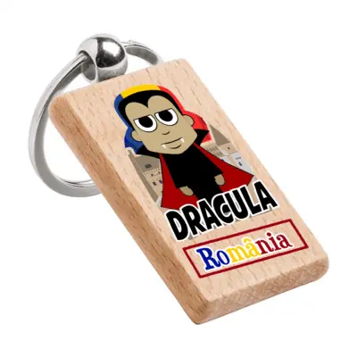 Dracula, romania, breloc din lemn, model 002